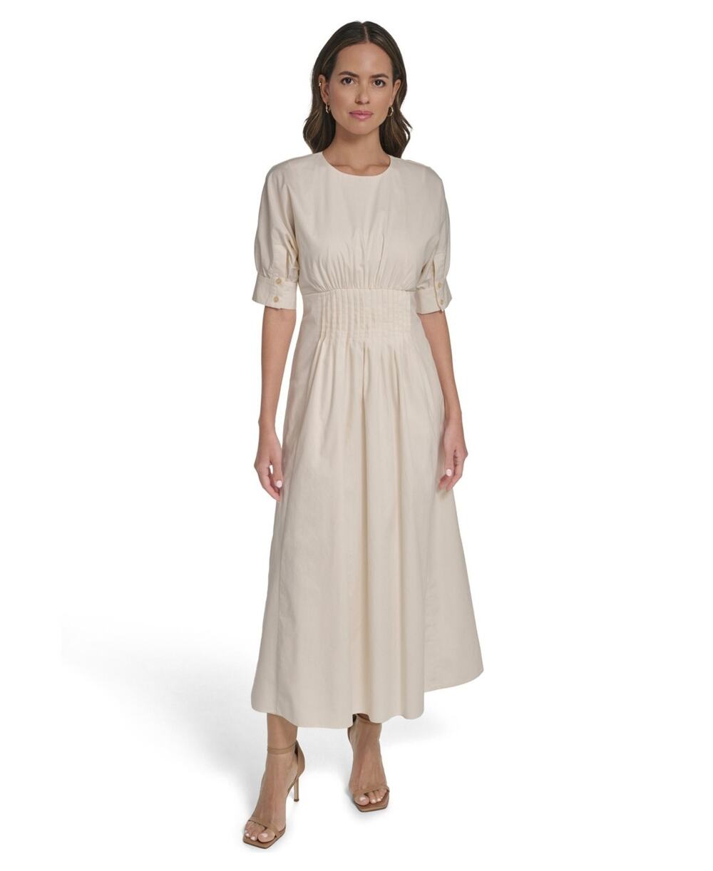 Vince Camuto Women's Dolman-Sleeve Pleated Waist Dress Cream Size 16 3946
